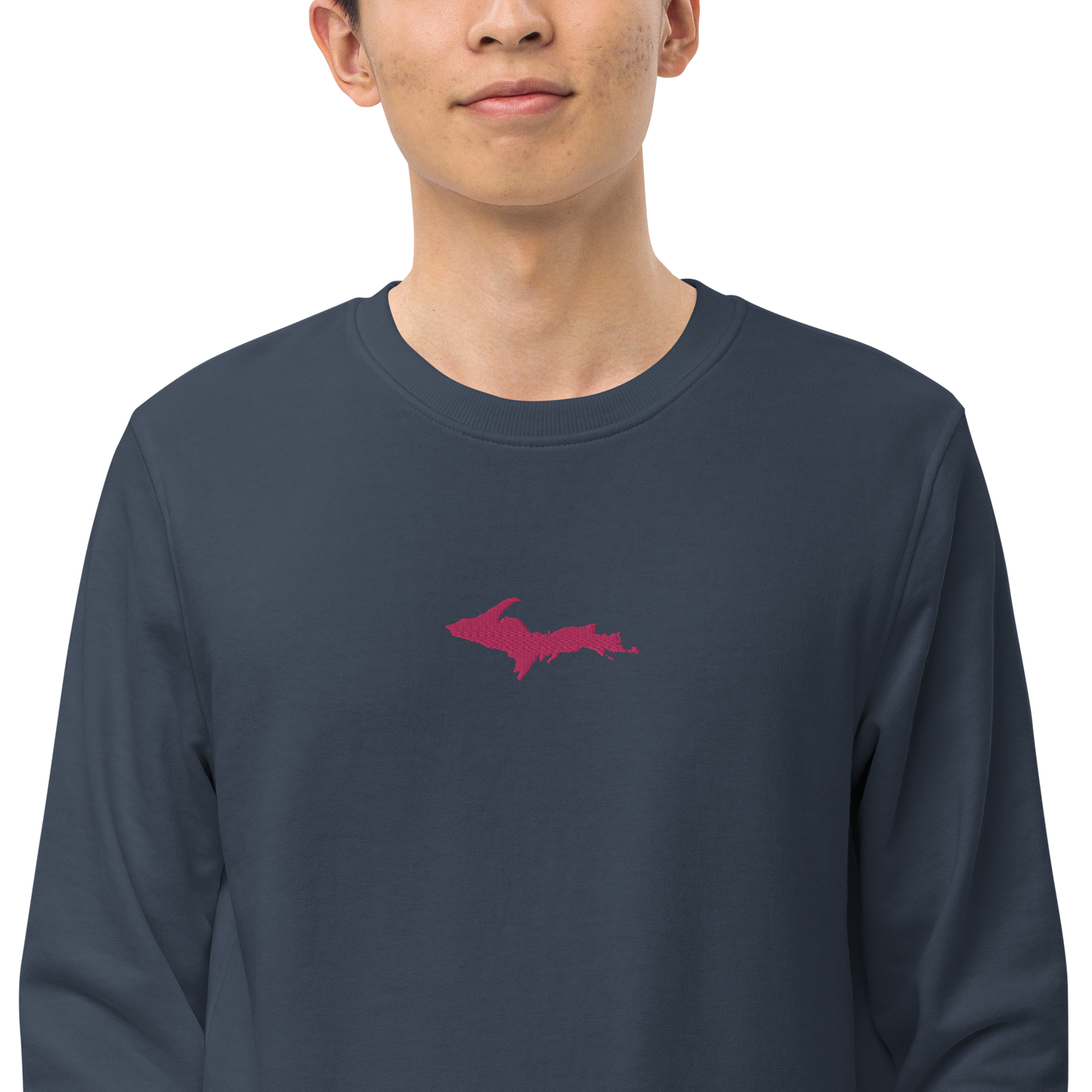 Michigan Upper Peninsula Sweatshirt (w/ Embroidered Pink UP Outline) | Unisex Organic