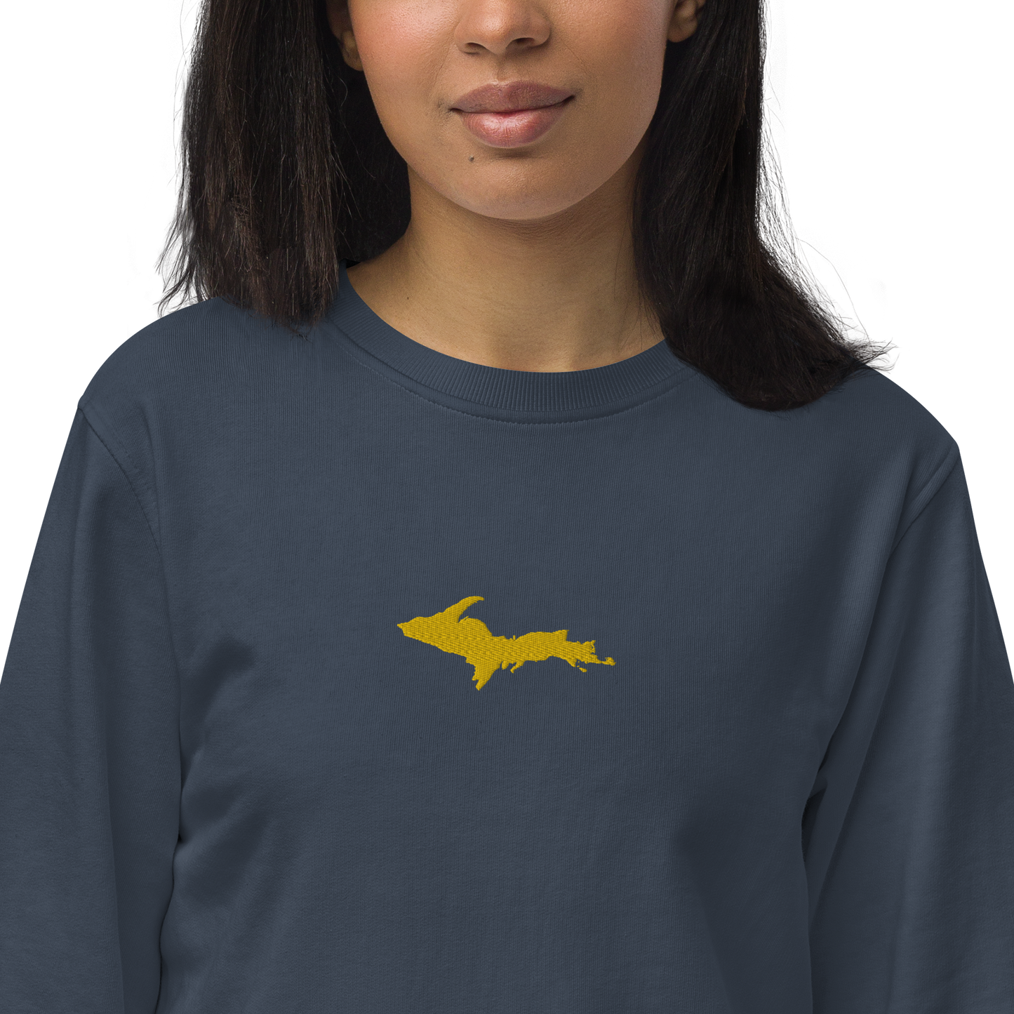 Michigan Upper Peninsula Sweatshirt (w/ Embroidered Gold UP Outline) | Unisex Organic