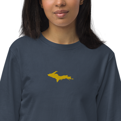 Michigan Upper Peninsula Sweatshirt (w/ Embroidered Gold UP Outline) | Unisex Organic