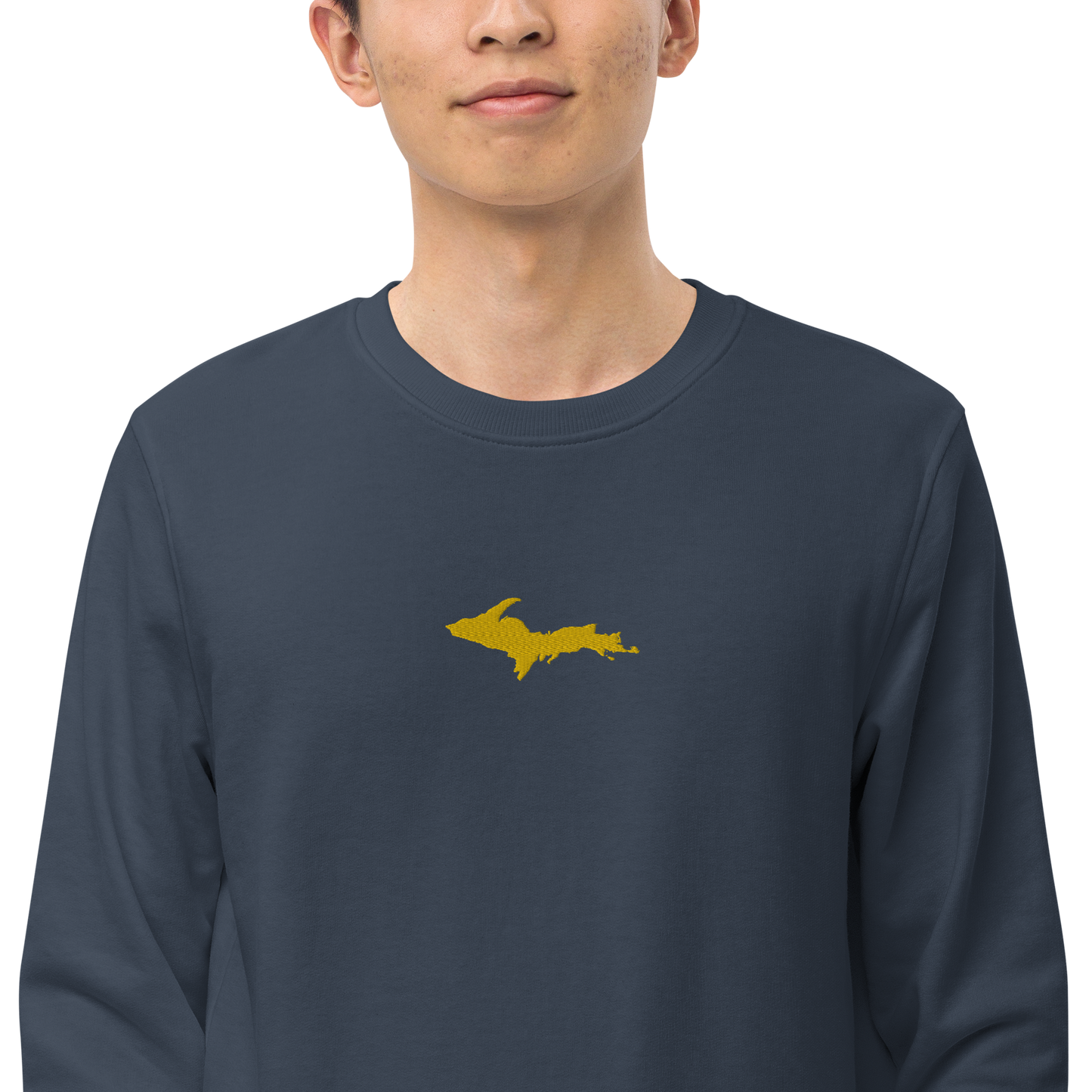 Michigan Upper Peninsula Sweatshirt (w/ Embroidered Gold UP Outline) | Unisex Organic