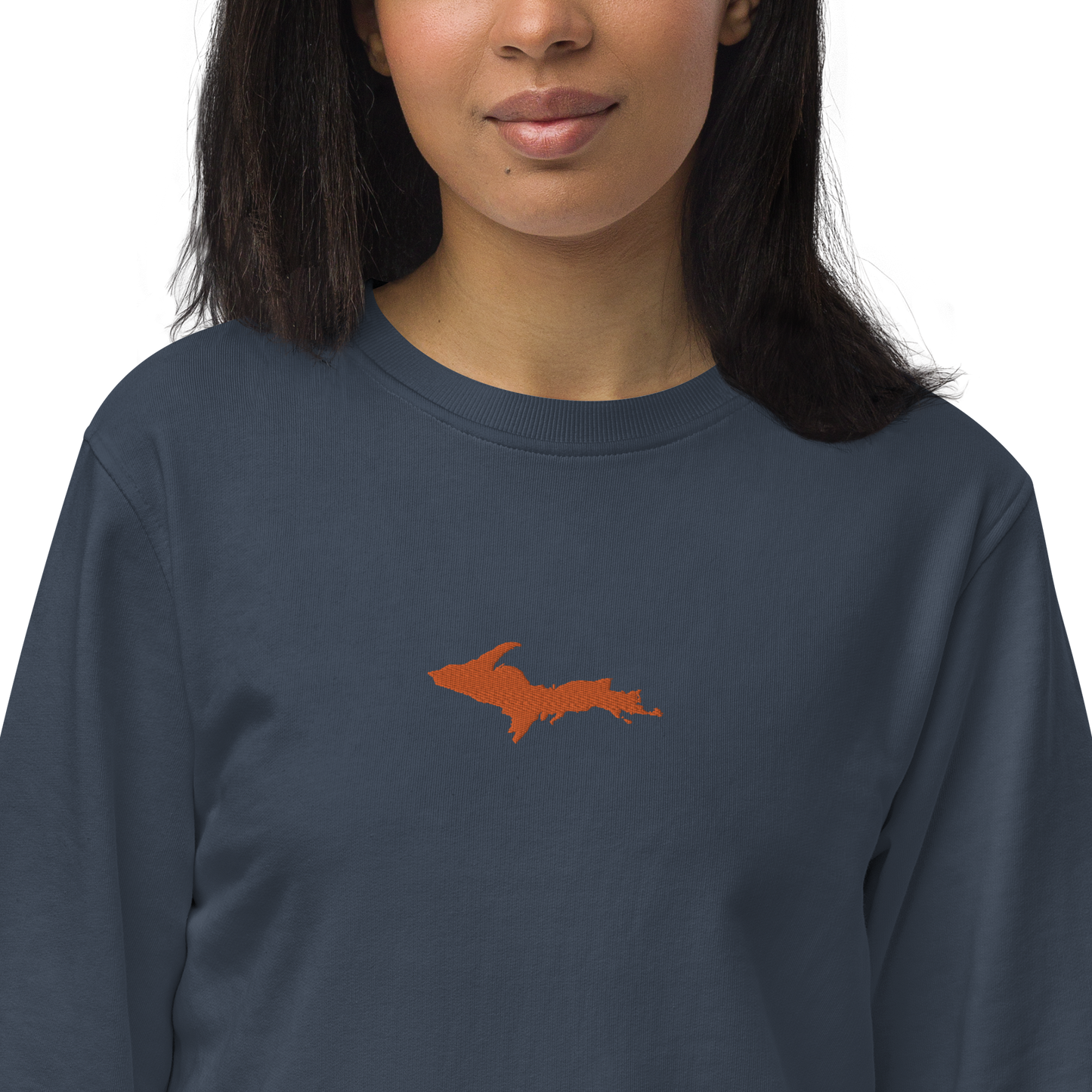 Michigan Upper Peninsula Sweatshirt (w/ Embroidered Orange UP Outline) | Unisex Organic