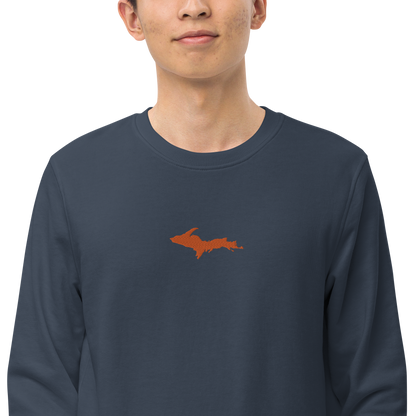 Michigan Upper Peninsula Sweatshirt (w/ Embroidered Orange UP Outline) | Unisex Organic