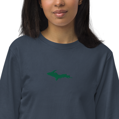 Michigan Upper Peninsula Sweatshirt (w/ Embroidered Green UP Outline) | Unisex Organic