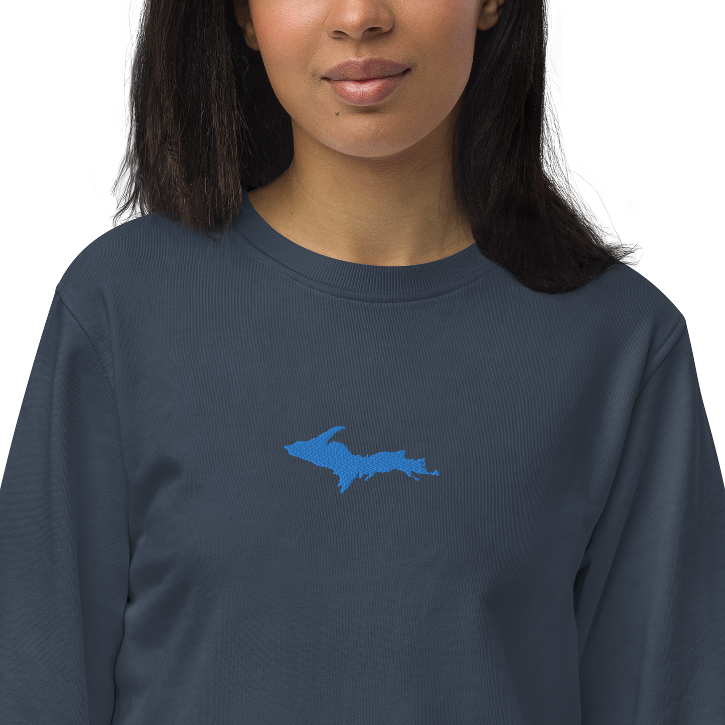 Michigan Upper Peninsula Sweatshirt (w/ Embroidered Azure UP Outline) | Unisex Organic