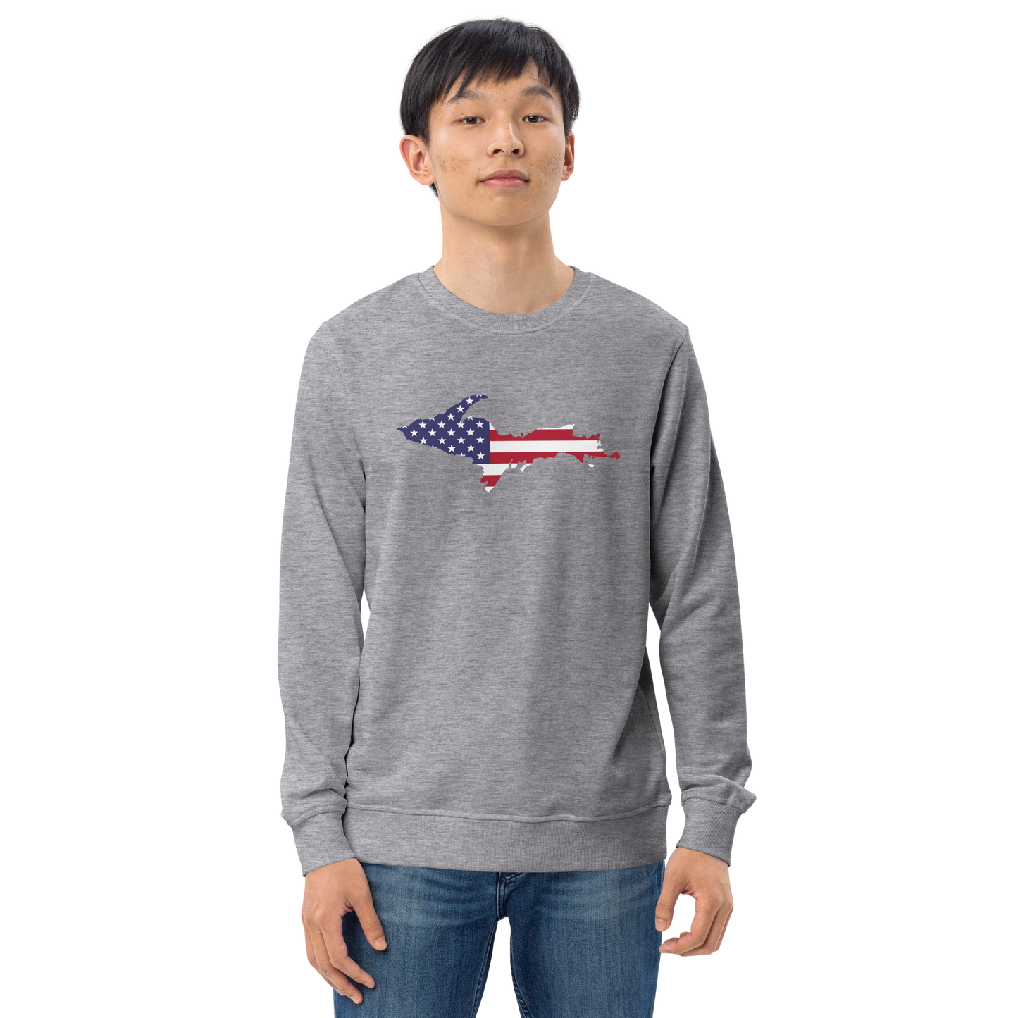 Michigan Upper Peninsula Organic Sweatshirt (w/ UP USA Flag Outline)