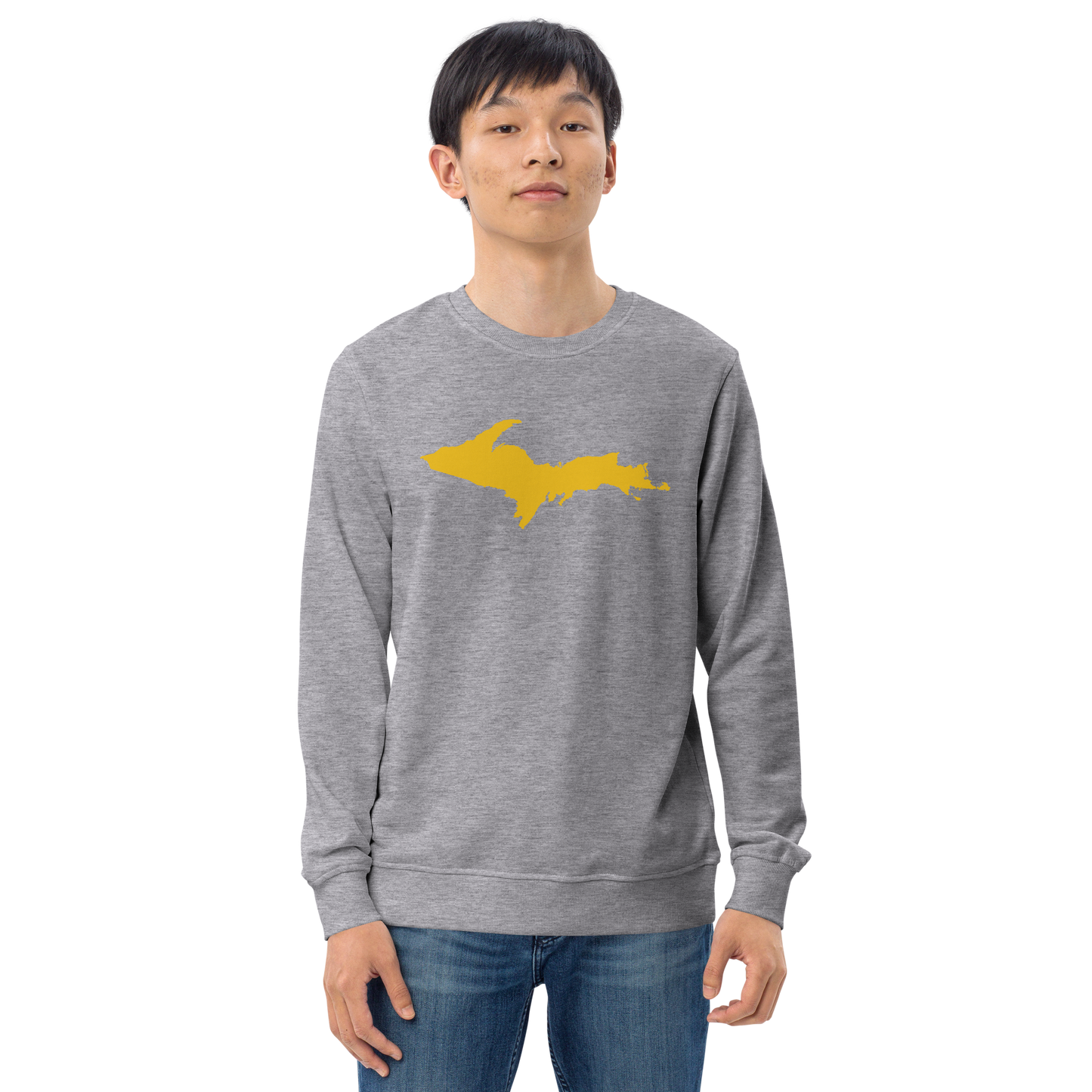 Michigan Upper Peninsula Organic Sweatshirt (w/ Gold UP Outline)