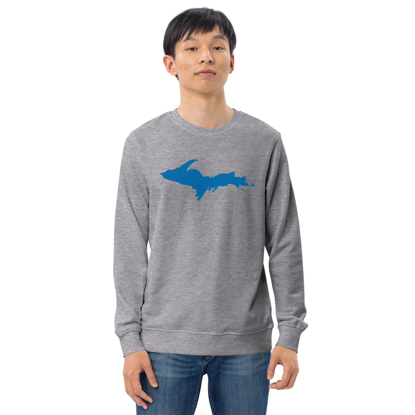 Michigan Upper Peninsula Organic Sweatshirt (w/ Azure UP Outline)