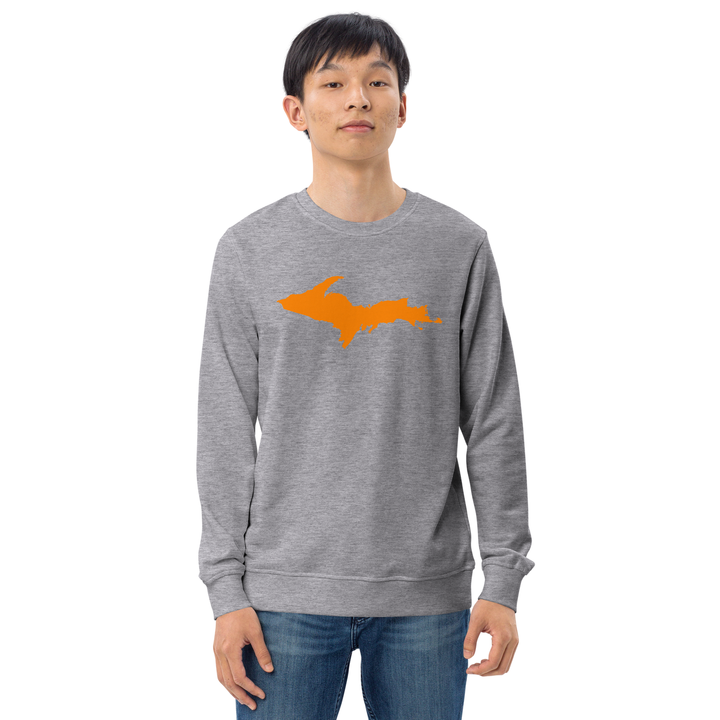 Michigan Upper Peninsula Organic Sweatshirt (w/ Orange UP Outline)