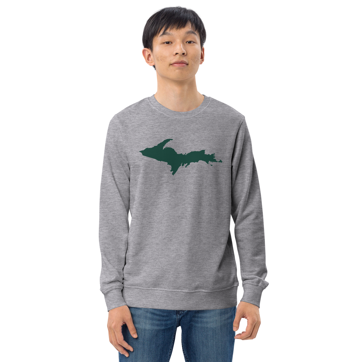 Michigan Upper Peninsula Organic Sweatshirt (w/ Green UP Outline)