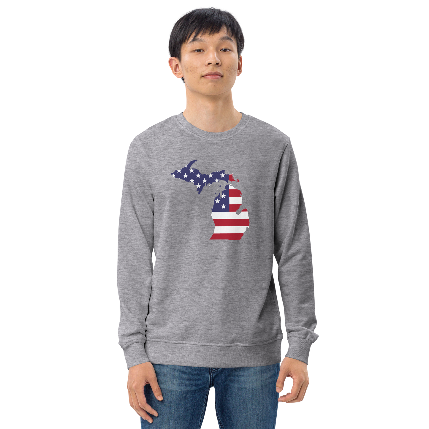 Michigan Organic Sweatshirt (w/ MI USA Flag Outline)