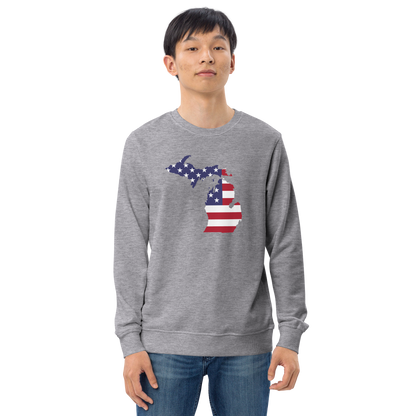 Michigan Organic Sweatshirt (w/ MI USA Flag Outline)