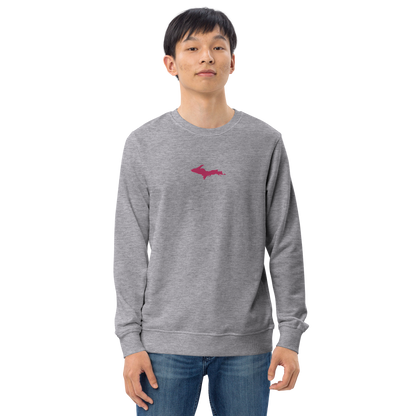 Michigan Upper Peninsula Sweatshirt (w/ Embroidered Pink UP Outline) | Unisex Organic