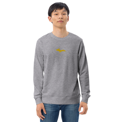 Michigan Upper Peninsula Sweatshirt (w/ Embroidered Gold UP Outline) | Unisex Organic