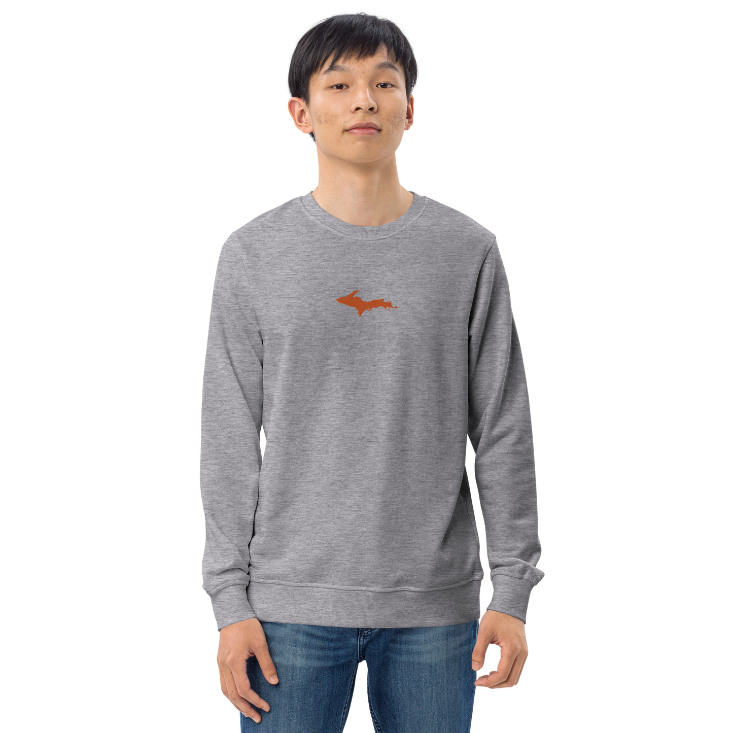 Michigan Upper Peninsula Sweatshirt (w/ Embroidered Orange UP Outline) | Unisex Organic