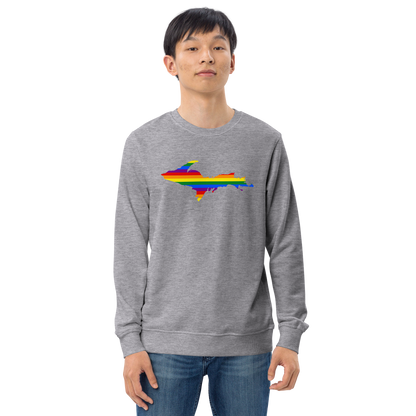 Michigan Upper Peninsula Sweatshirt (w/ UP Pride Flag Outline) | Unisex Organic