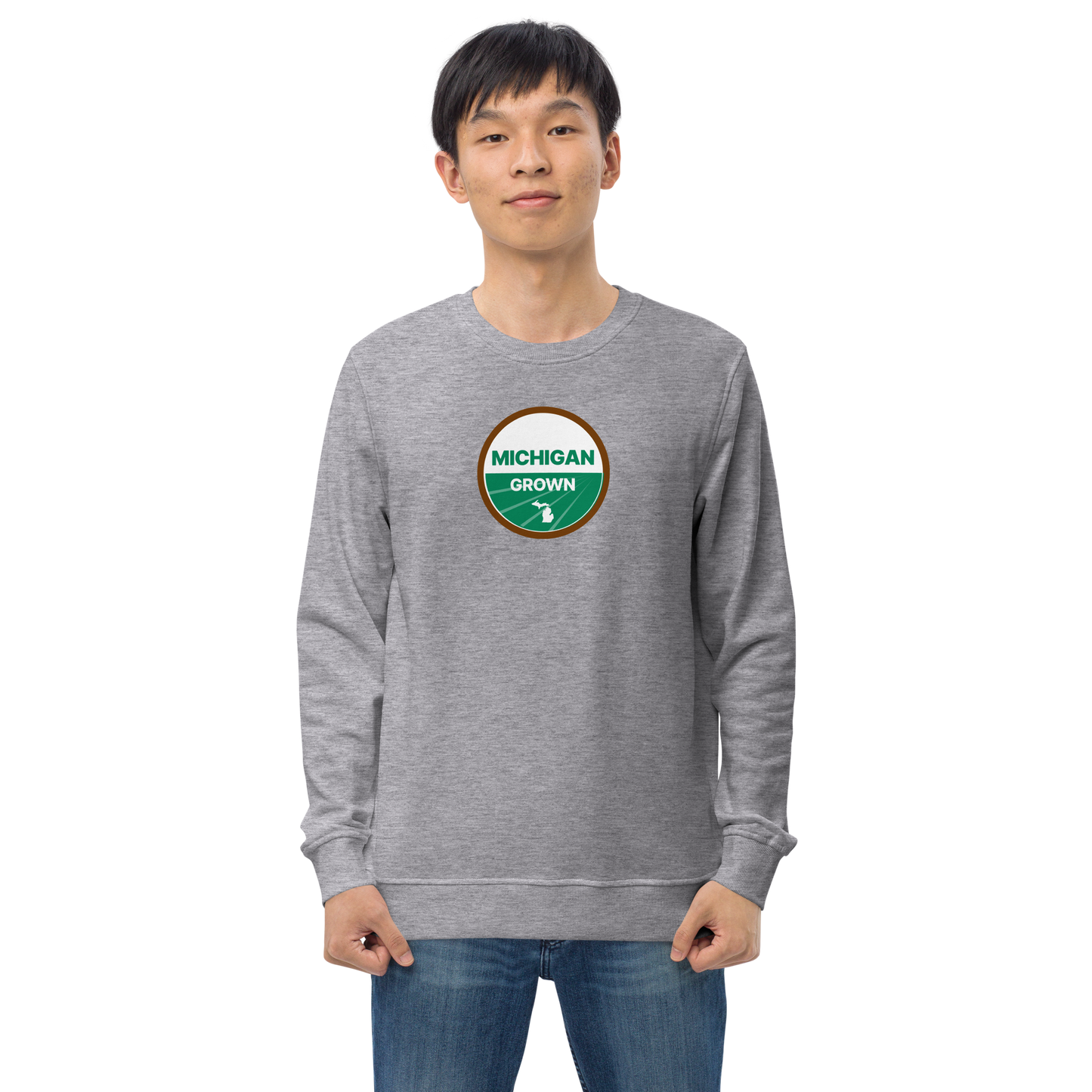 'Michigan Grown' Sweatshirt (Agricultural Certification Parody) | Unisex Organic