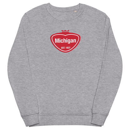 'Michigan EST 1837' Organic Sweatshirt (Local Sodapop Parody)