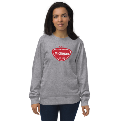 'Michigan EST 1837' Organic Sweatshirt (Local Sodapop Parody)