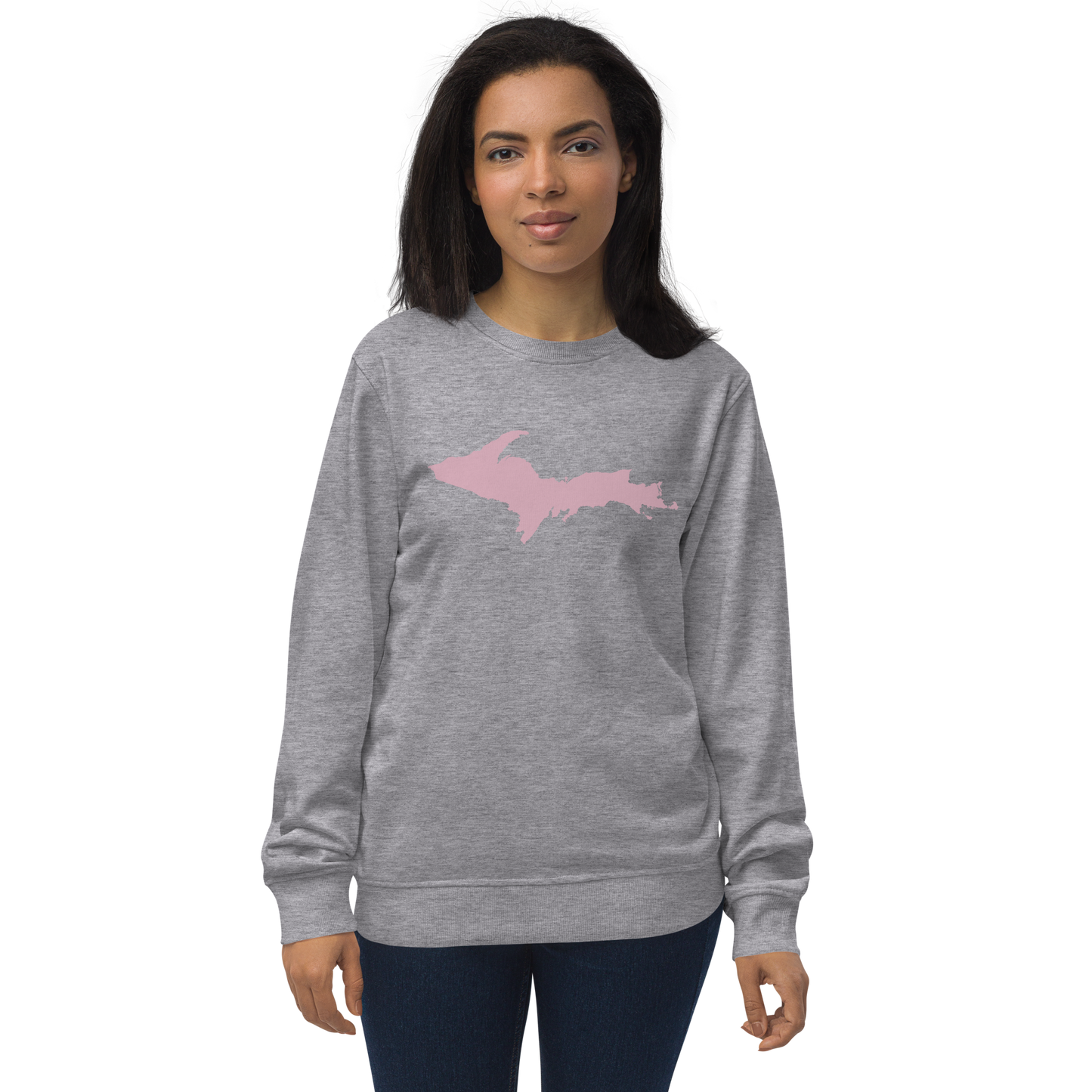 Michigan Upper Peninsula Organic Sweatshirt (w/ Pink UP Outline)