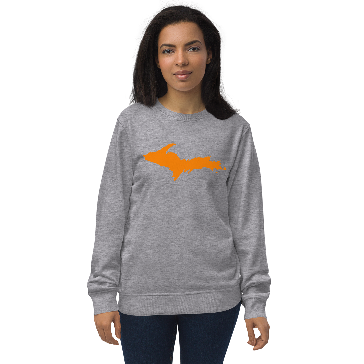 Michigan Upper Peninsula Organic Sweatshirt (w/ Orange UP Outline)