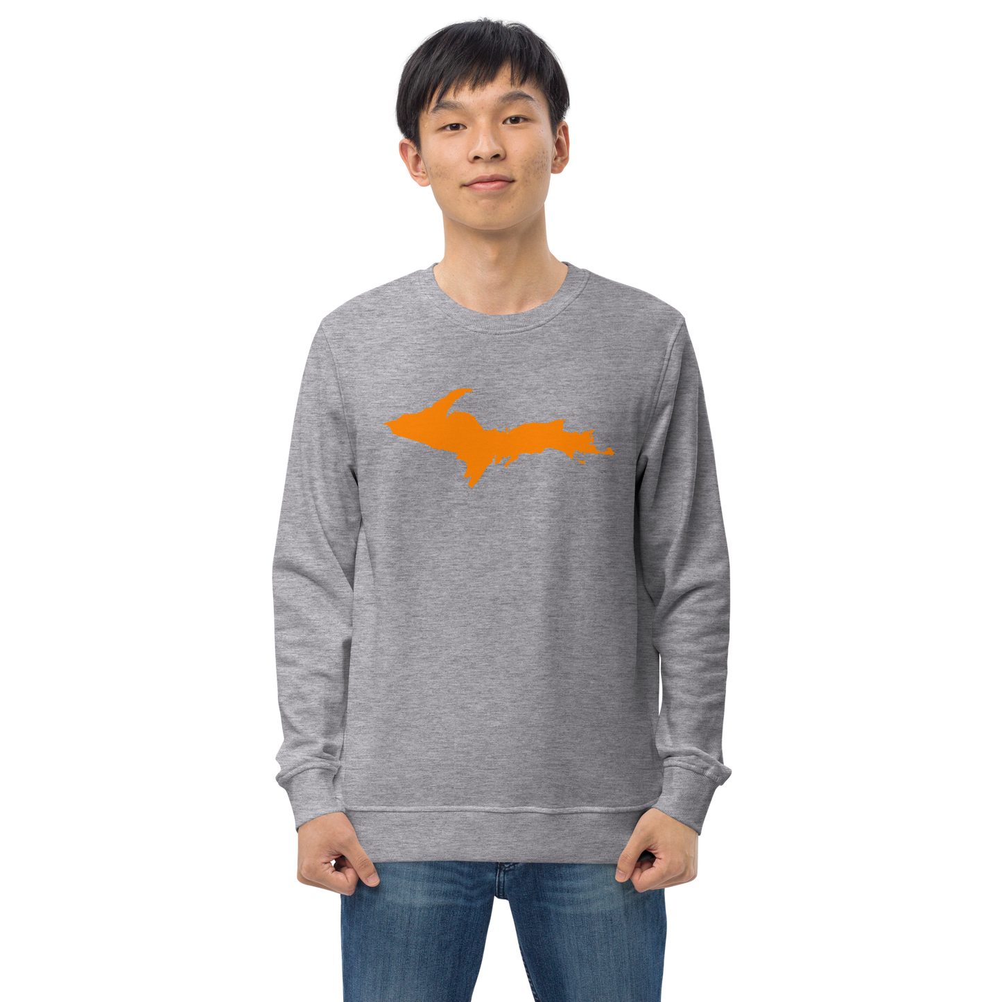 Michigan Upper Peninsula Organic Sweatshirt (w/ Orange UP Outline)