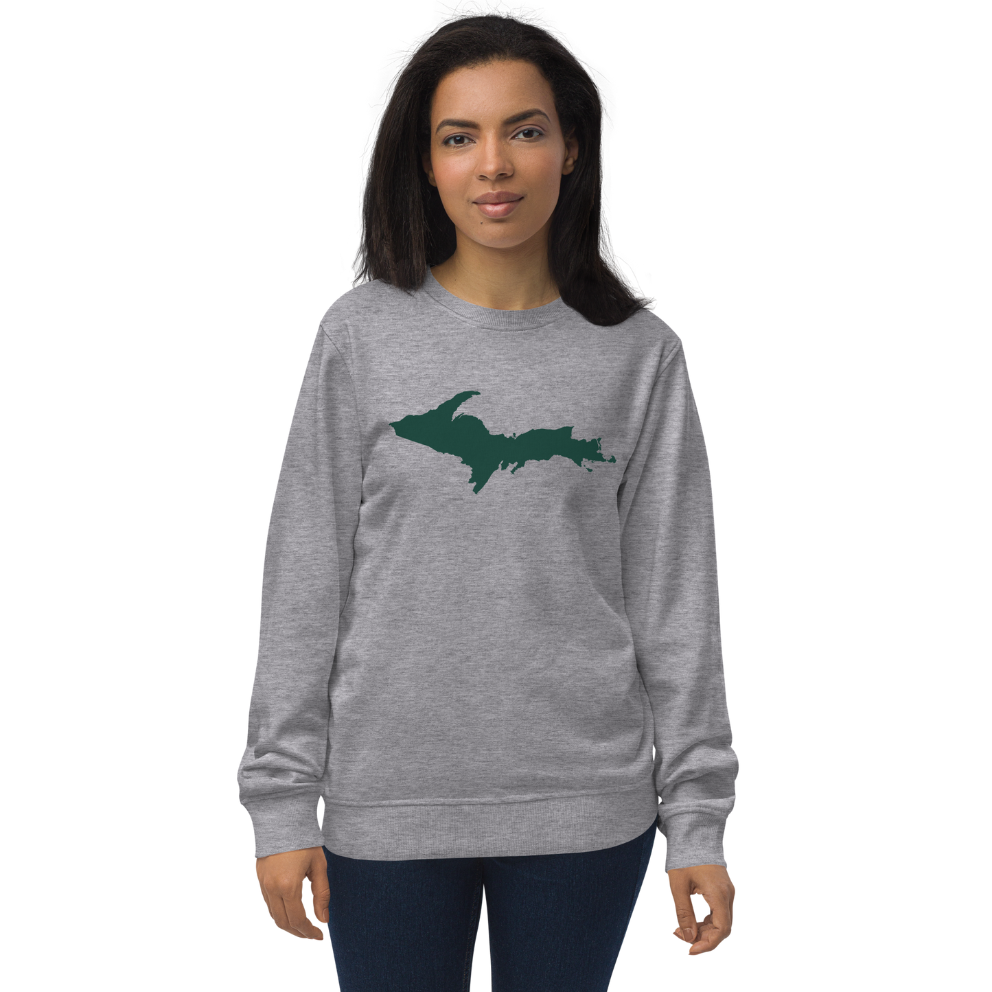 Michigan Upper Peninsula Organic Sweatshirt (w/ Green UP Outline)