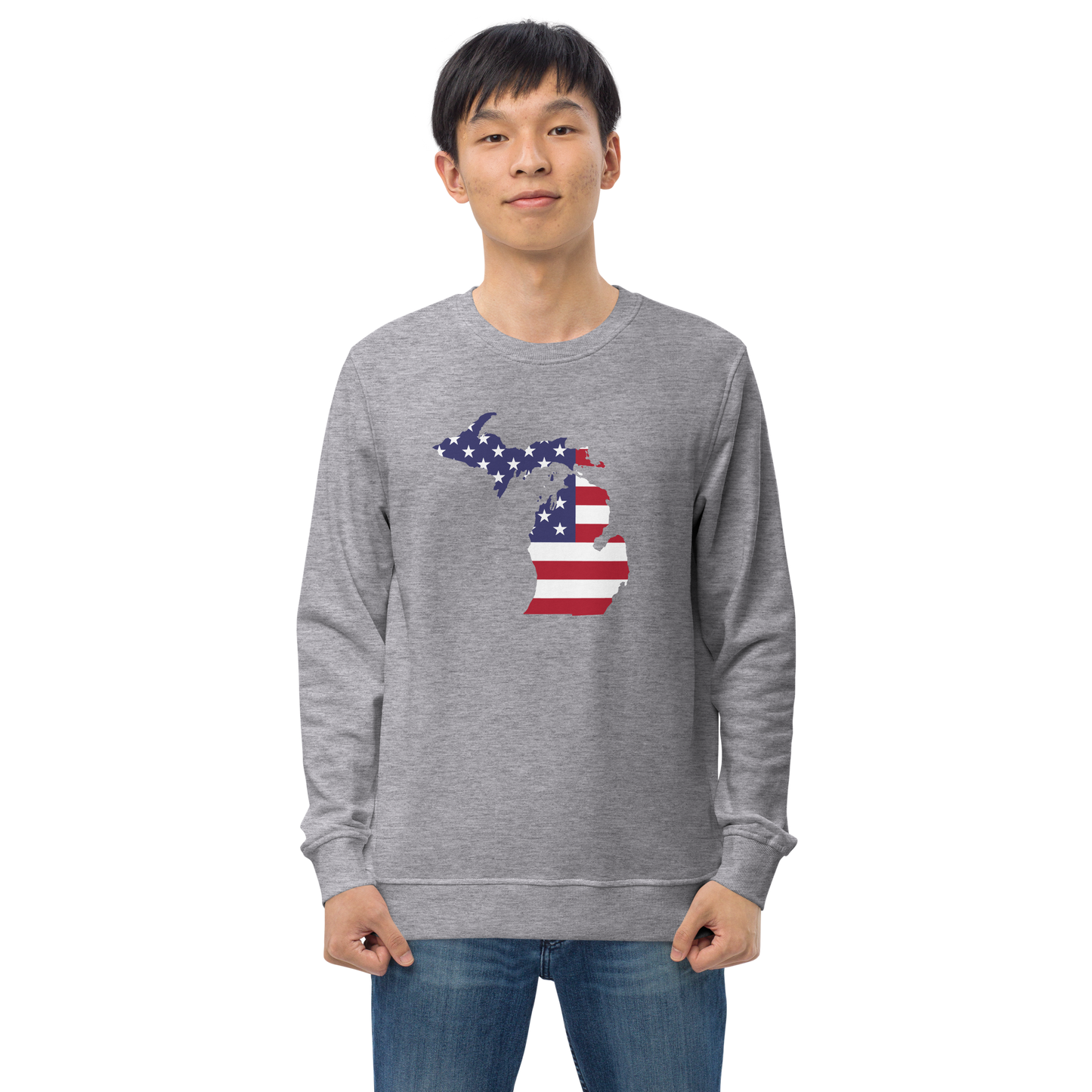 Michigan Organic Sweatshirt (w/ MI USA Flag Outline)