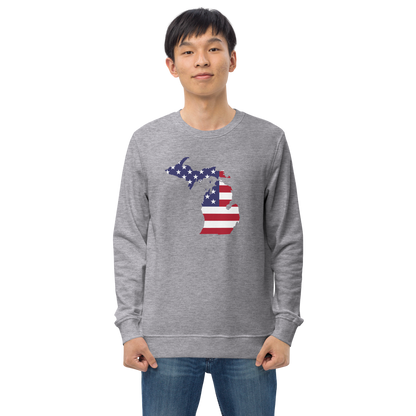 Michigan Organic Sweatshirt (w/ MI USA Flag Outline)
