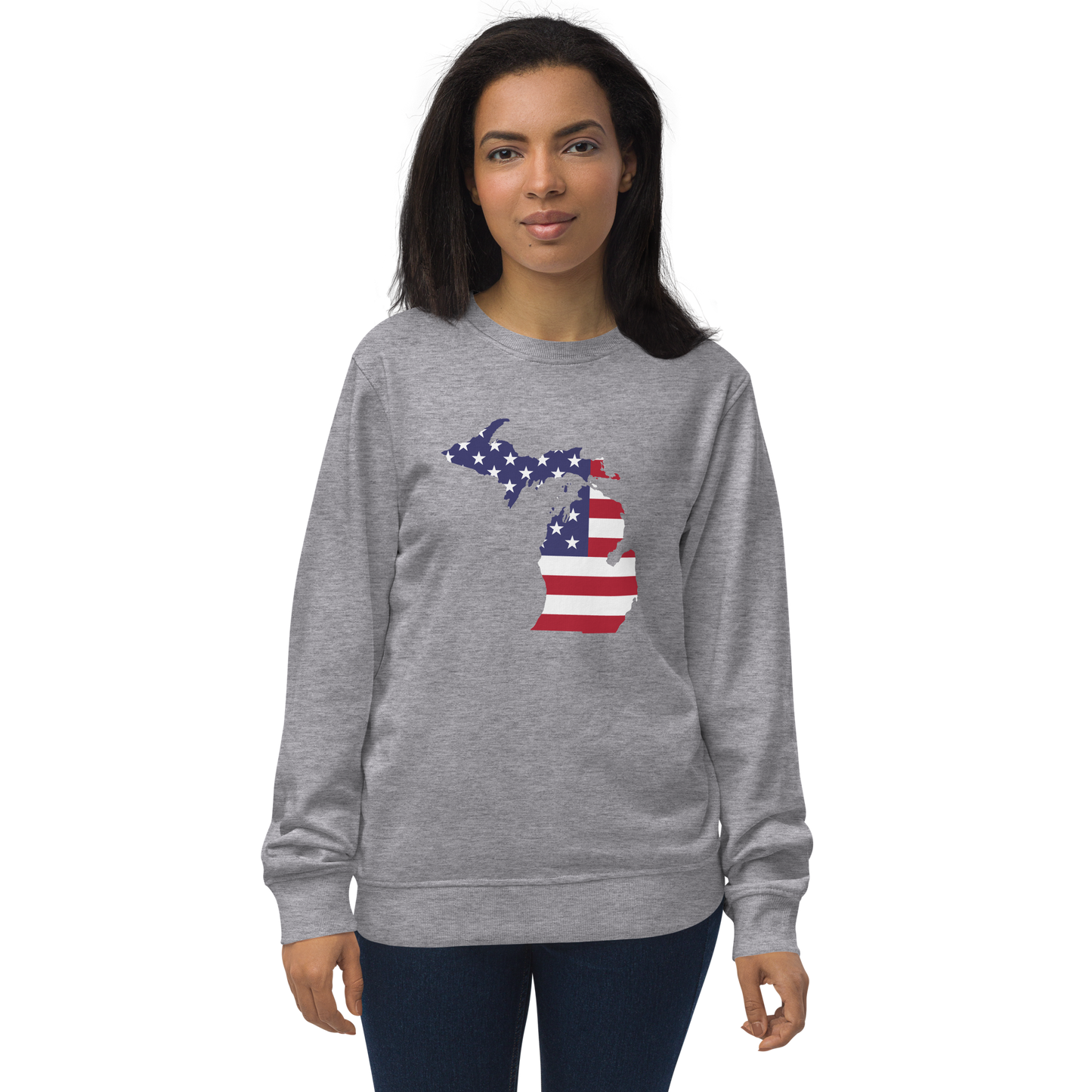 Michigan Organic Sweatshirt (w/ MI USA Flag Outline)