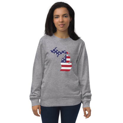 Michigan Organic Sweatshirt (w/ MI USA Flag Outline)