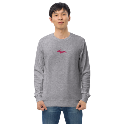 Michigan Upper Peninsula Sweatshirt (w/ Embroidered Pink UP Outline) | Unisex Organic