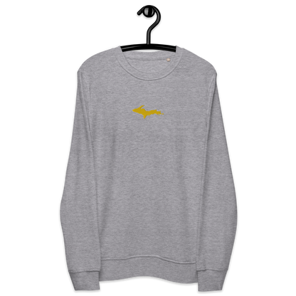 Michigan Upper Peninsula Sweatshirt (w/ Embroidered Gold UP Outline) | Unisex Organic