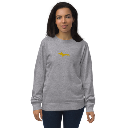 Michigan Upper Peninsula Sweatshirt (w/ Embroidered Gold UP Outline) | Unisex Organic