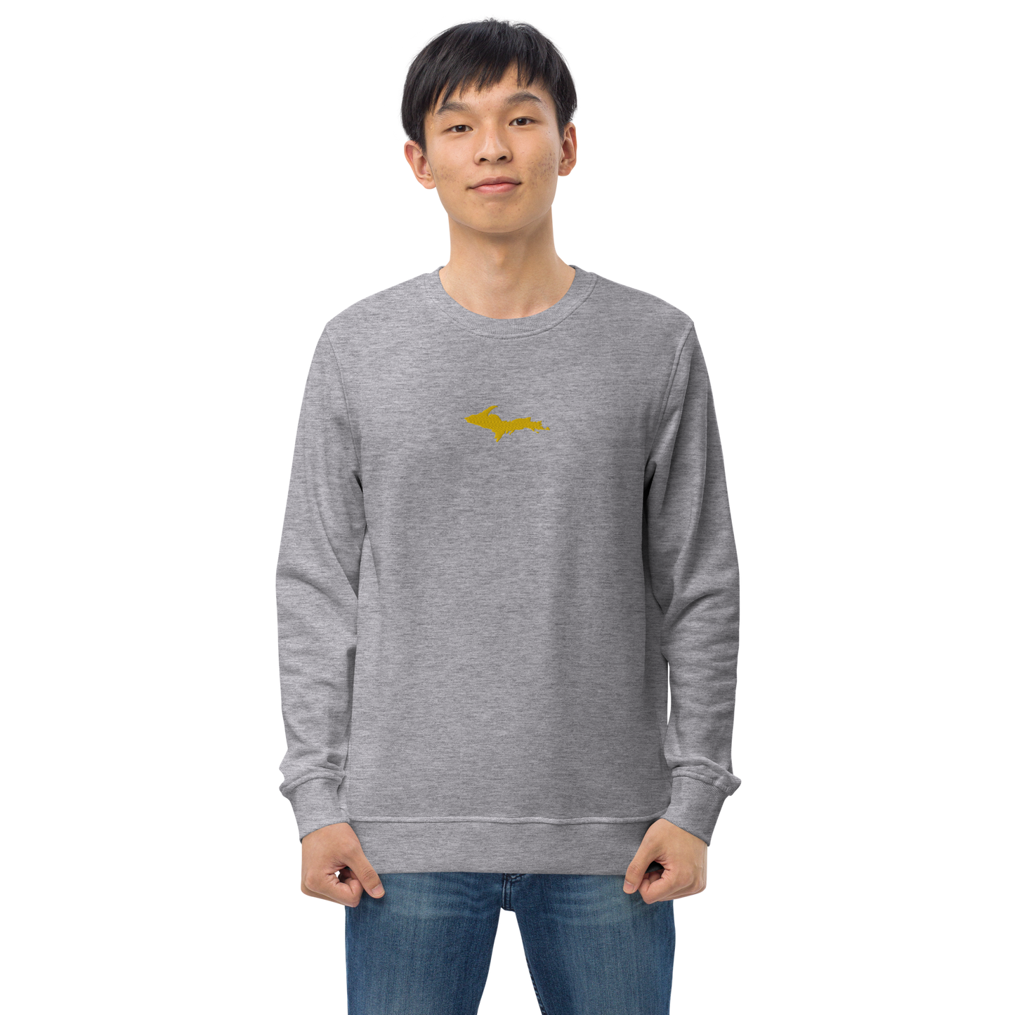 Michigan Upper Peninsula Sweatshirt (w/ Embroidered Gold UP Outline) | Unisex Organic