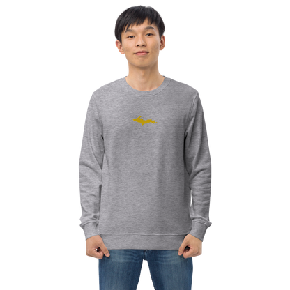 Michigan Upper Peninsula Sweatshirt (w/ Embroidered Gold UP Outline) | Unisex Organic