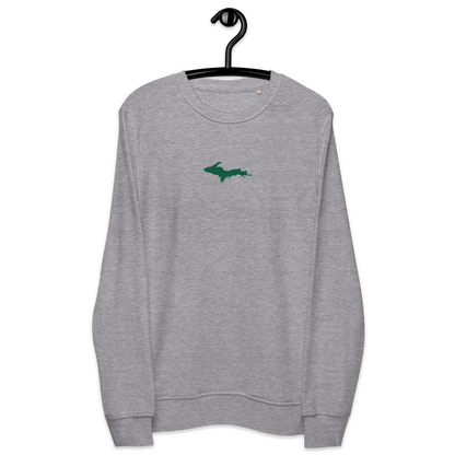 Michigan Upper Peninsula Sweatshirt (w/ Embroidered Green UP Outline) | Unisex Organic