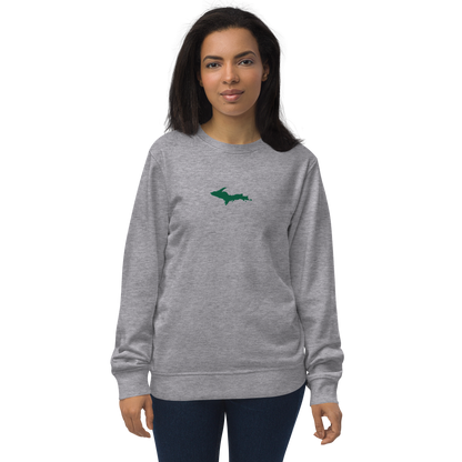 Michigan Upper Peninsula Sweatshirt (w/ Embroidered Green UP Outline) | Unisex Organic