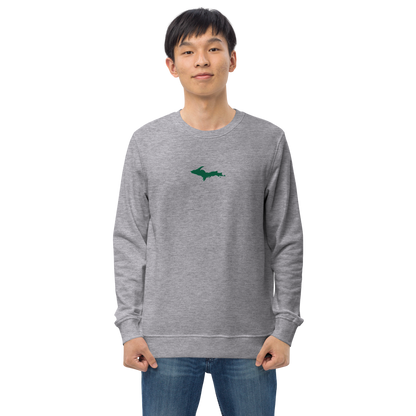 Michigan Upper Peninsula Sweatshirt (w/ Embroidered Green UP Outline) | Unisex Organic