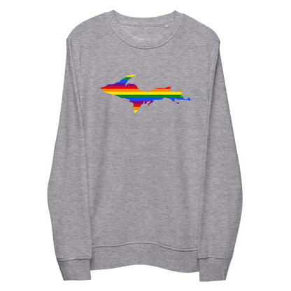 Michigan Upper Peninsula Sweatshirt (w/ UP Pride Flag Outline) | Unisex Organic