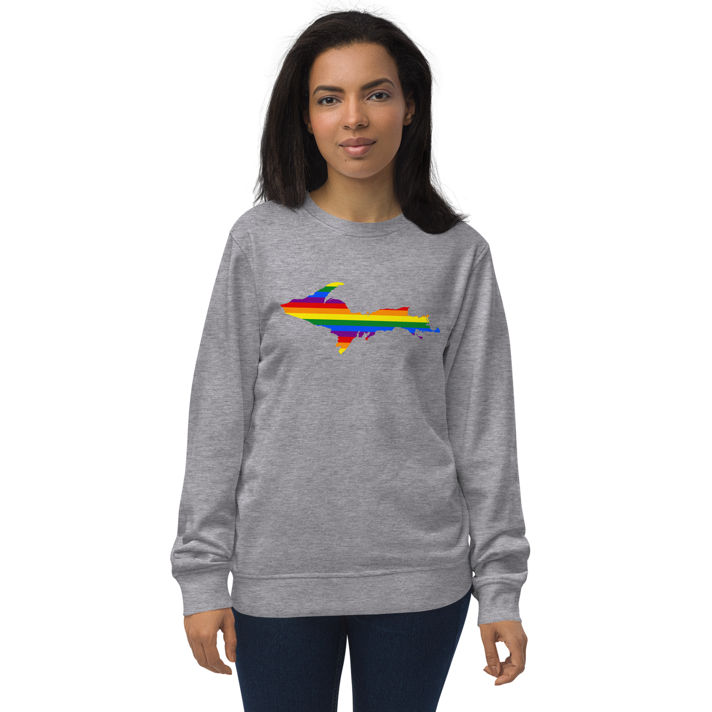 Michigan Upper Peninsula Sweatshirt (w/ UP Pride Flag Outline) | Unisex Organic