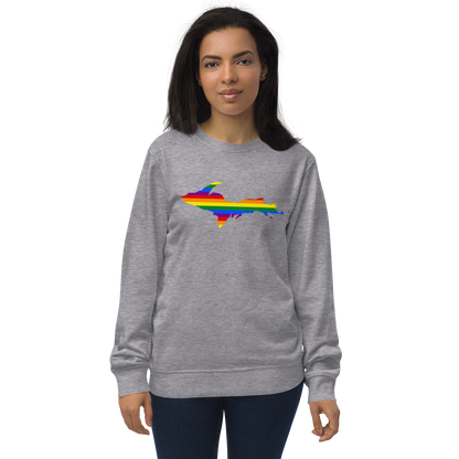 Michigan Upper Peninsula Sweatshirt (w/ UP Pride Flag Outline) | Unisex Organic