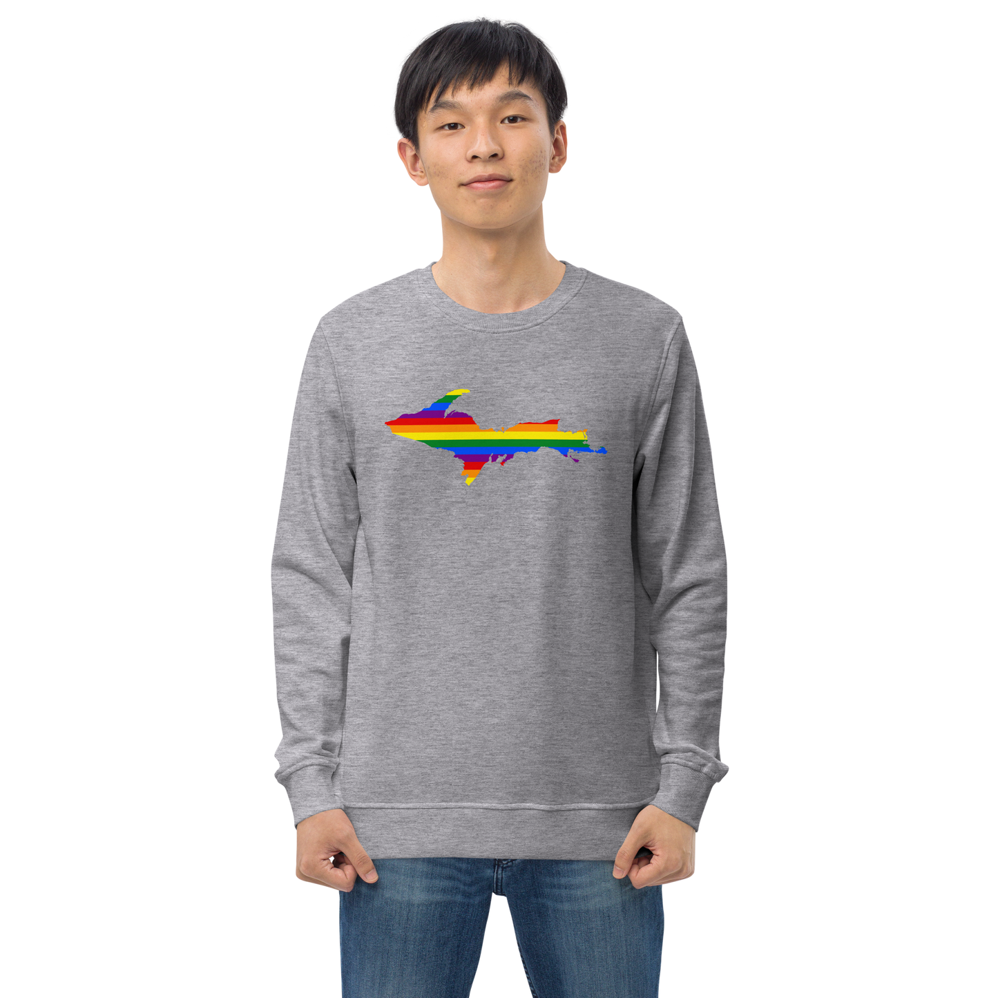 Michigan Upper Peninsula Sweatshirt (w/ UP Pride Flag Outline) | Unisex Organic