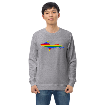 Michigan Upper Peninsula Sweatshirt (w/ UP Pride Flag Outline) | Unisex Organic