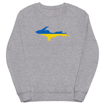 Michigan Upper Peninsula Sweatshirt (w/ Ukraine Flag Outline) | Unisex Organic