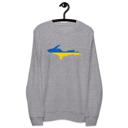 Michigan Upper Peninsula Sweatshirt (w/ Ukraine Flag Outline) | Unisex Organic