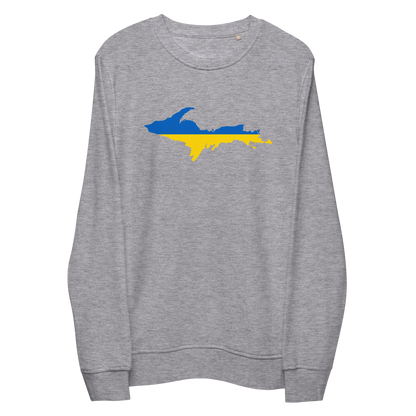 Michigan Upper Peninsula Sweatshirt (w/ Ukraine Flag Outline) | Unisex Organic