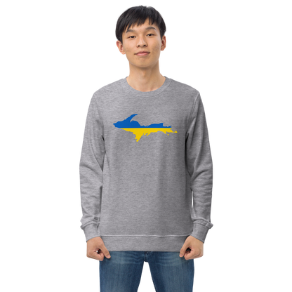 Michigan Upper Peninsula Sweatshirt (w/ Ukraine Flag Outline) | Unisex Organic