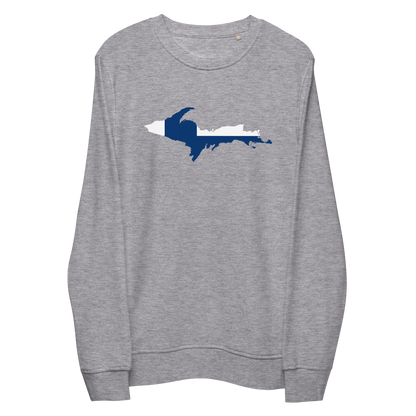 Michigan Upper Peninsula Sweatshirt (w/ UP Finland Flag Outline) | Unisex Organic