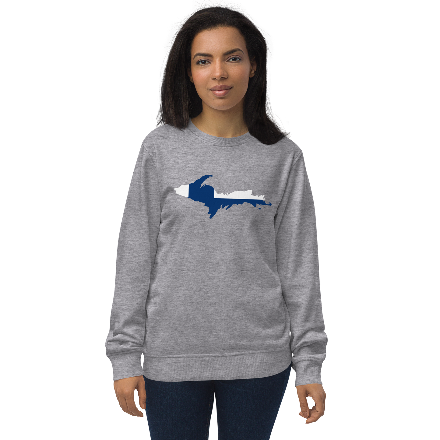 Michigan Upper Peninsula Sweatshirt (w/ UP Finland Flag Outline) | Unisex Organic