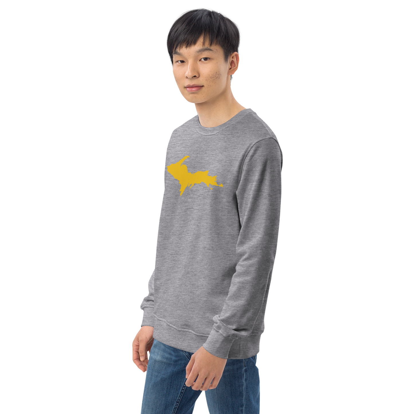 Michigan Upper Peninsula Organic Sweatshirt (w/ Gold UP Outline)